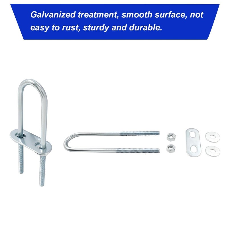 BokWin 4 Pcs Round U Bolts M6 Bend U Bolts in Zinc Plated Steel U Clamp with Nut, Plate, Washer(23mm Inner Width 120mm Length) - Image 4